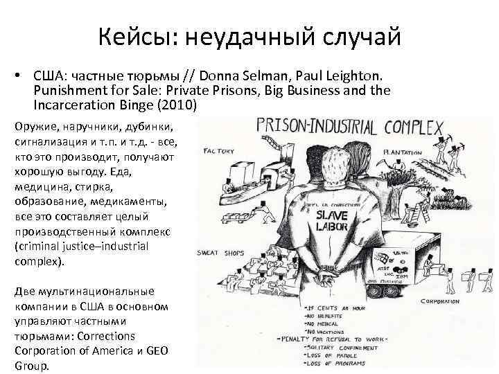 Кейсы: неудачный случай • США: частные тюрьмы // Donna Selman, Paul Leighton. Punishment for