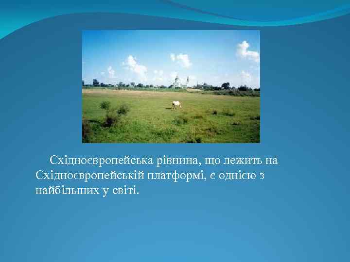 Східноєвропейська рівнина, що лежить на Східноєвропейській платформі, є однією з найбільших у світі. 