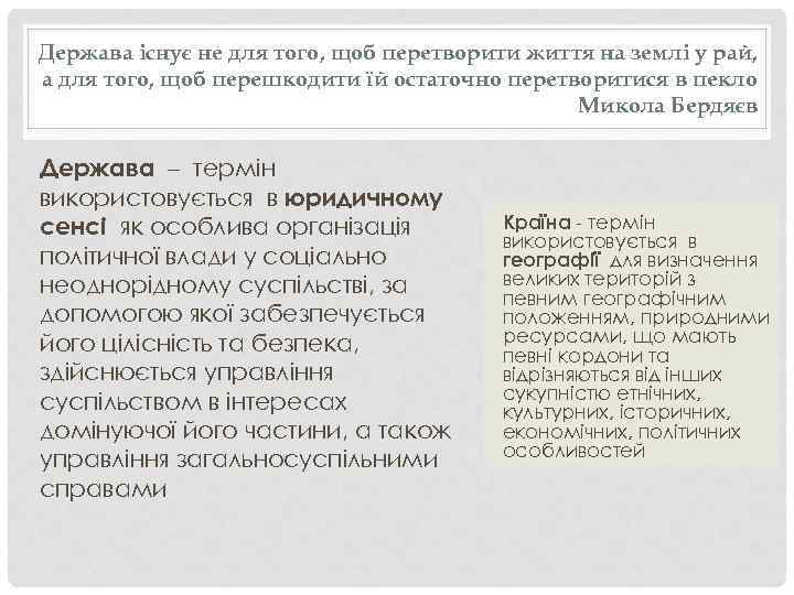 Держава існує не для того, щоб перетворити життя на землі у рай, а для