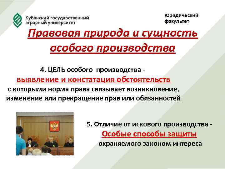 Правовая природа и сущность особого производства 4. ЦЕЛЬ особого производства - выявление и констатация