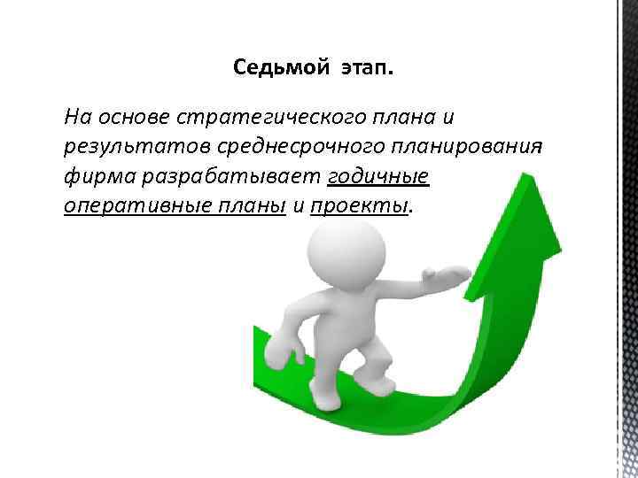 Седьмой этап. На основе стратегического плана и результатов среднесрочного планирования фирма разрабатывает годичные оперативные