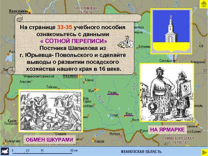 На странице 33 -35 учебного пособия ознакомьтесь с данными « СОТНОЙ ПЕРЕПИСИ» Постника Шапилова