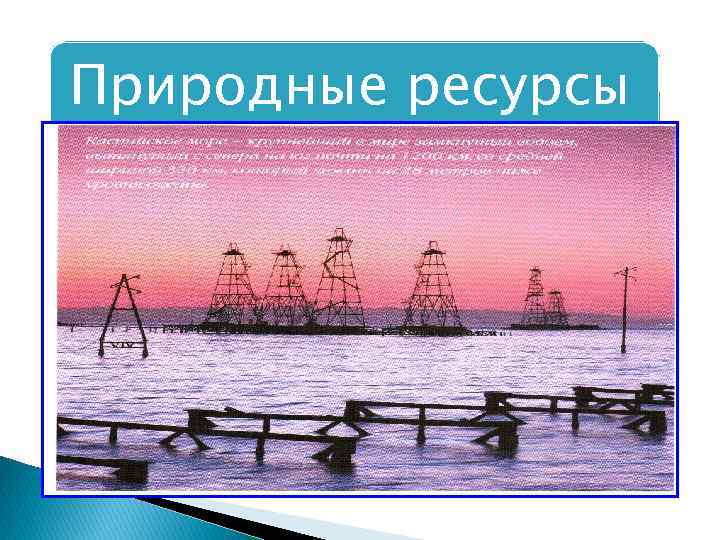 Природные ресурсы Нефть и газ( Краснодарский и ставропольский края, Дагестан, Чечня и Ингушетия), руды