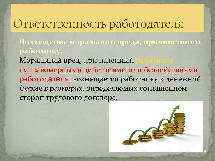 Ответственность работодателя Возмещение морального вреда, причиненного работнику. Моральный вред, причиненный работнику неправомерными действиями или