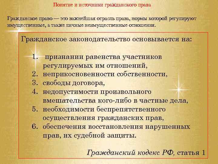 Понятие и источники гражданского права Гражданское право — это важнейшая отрасль права, нормы которой