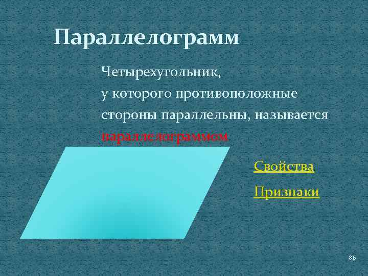 Четырехугольник у которого противоположные стороны параллельны называется