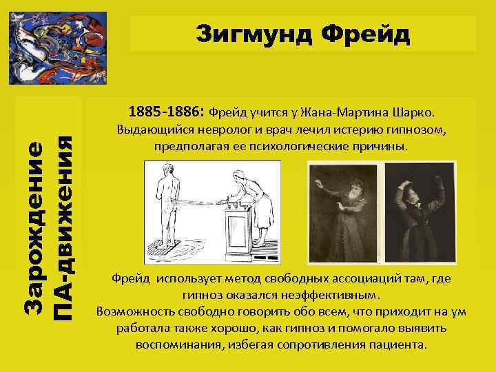 Зигмунд Фрейд Зарождение ПА-движения 1885 -1886: Фрейд учится у Жана-Мартина Шарко. Выдающийся невролог и