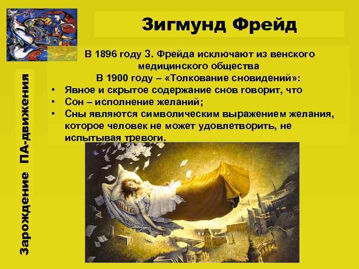 Зарождение ПА-движения Зигмунд Фрейд В 1896 году З. Фрейда исключают из венского медицинского общества