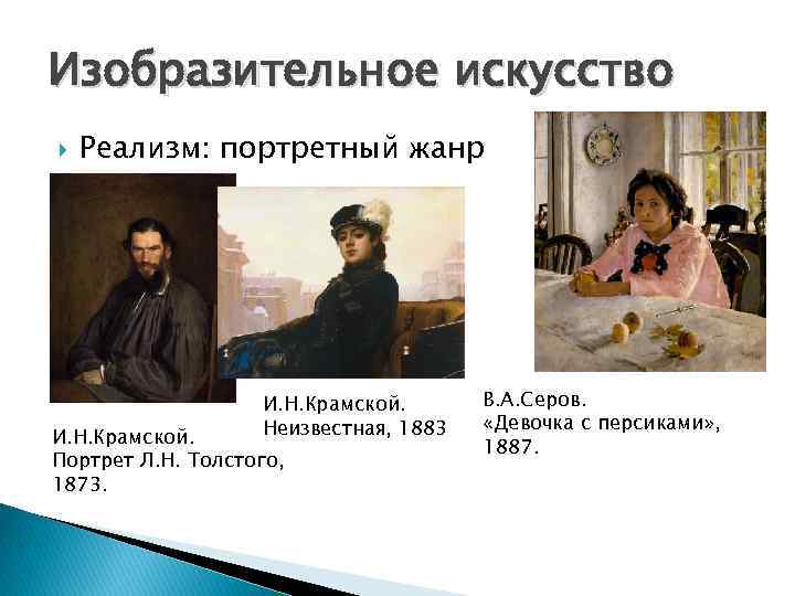 Изобразительное искусство Реализм: портретный жанр И. Н. Крамской. Неизвестная, 1883 И. Н. Крамской. Портрет