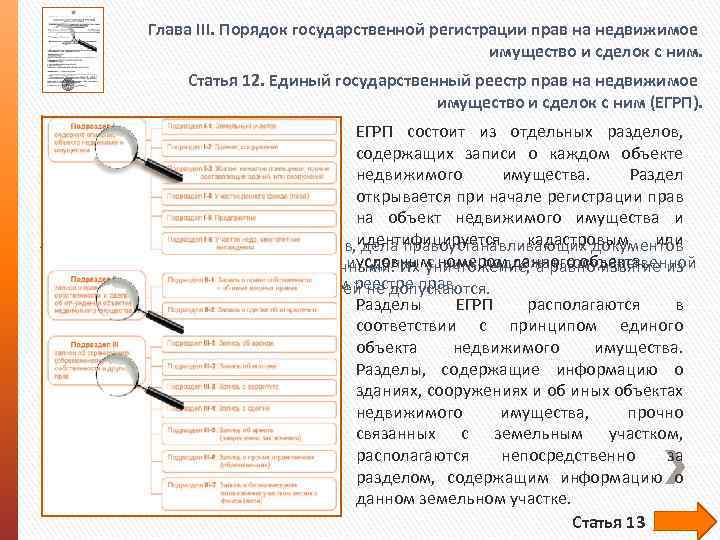 Глава III. Порядок государственной регистрации прав на недвижимое имущество и сделок с ним. Статья