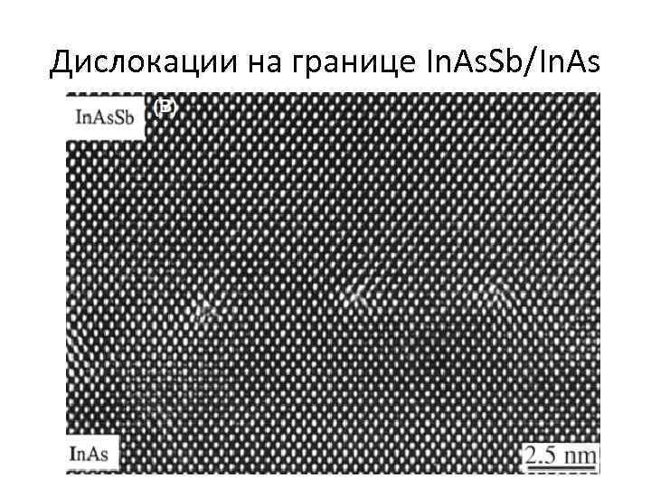 Дислокации на границе In. As. Sb/In. As 