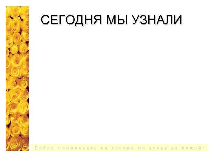СЕГОДНЯ МЫ УЗНАЛИ Д о б р о п о ж а л о