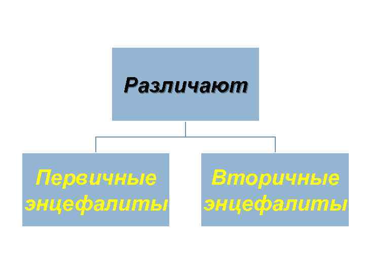 Различают Первичные энцефалиты Вторичные энцефалиты 