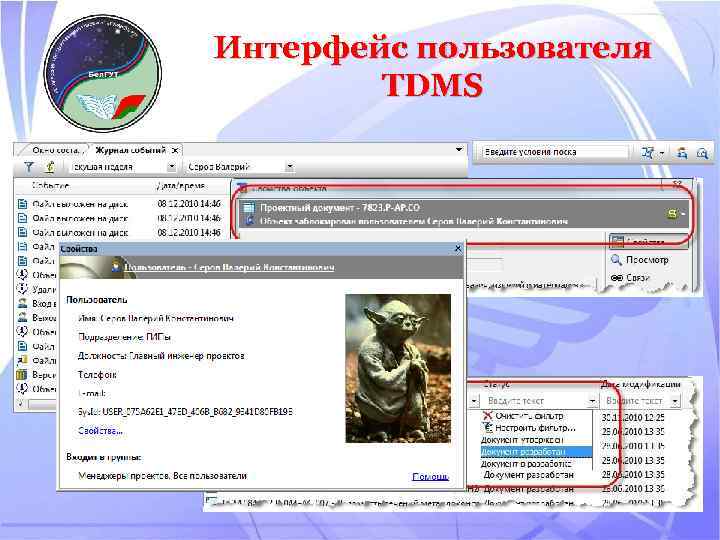 Интерфейс пользователя TDMS 