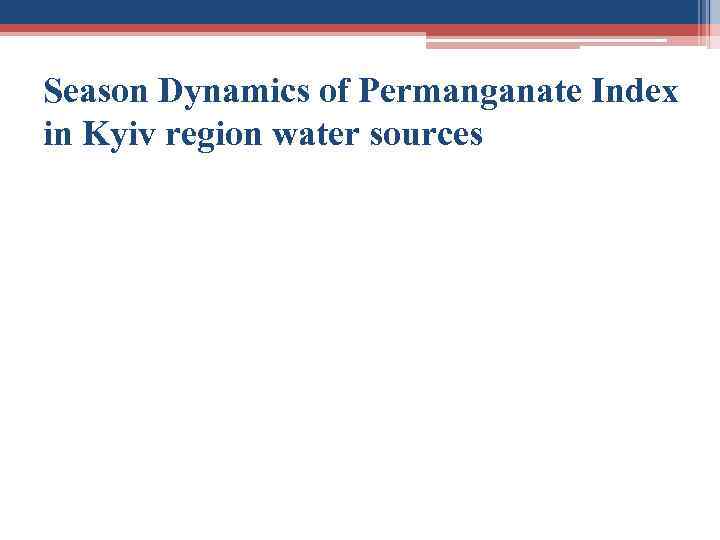 Season Dynamics of Permanganate Index in Kyiv region water sources 
