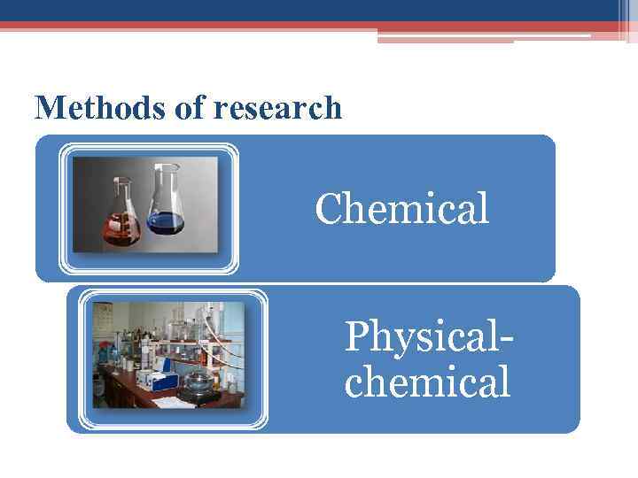 Methods of research Chemical Physicalchemical 