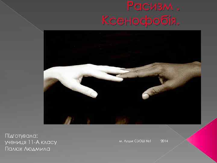 Расизм. Ксенофобія. Підготувала: учениця 11 -А класу Палюх Людмила м. Луцьк СЗОШ № 1