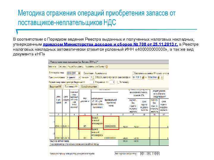 В соответствии с Порядком ведения Реестра выданных и полученных налоговых накладных, утвержденным приказом Министерства