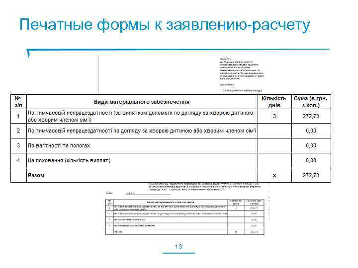 Печатные формы к заявлению-расчету 13 