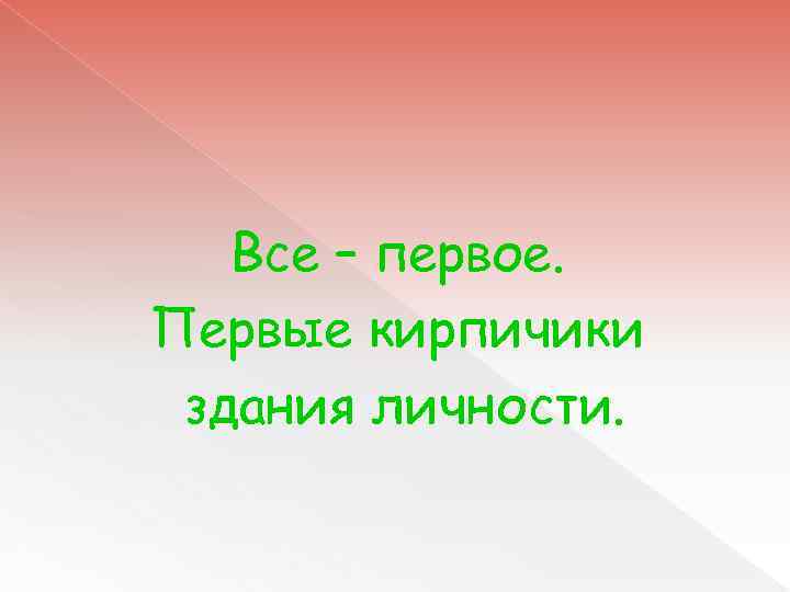 Все – первое. Первые кирпичики здания личности. 