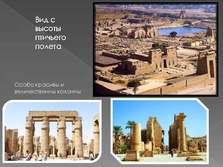 Вид с высоты птичьего полета Особо красивы и величественны колонны 