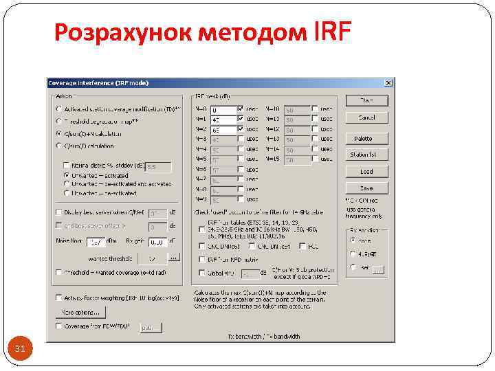 Розрахунок методом IRF 31 