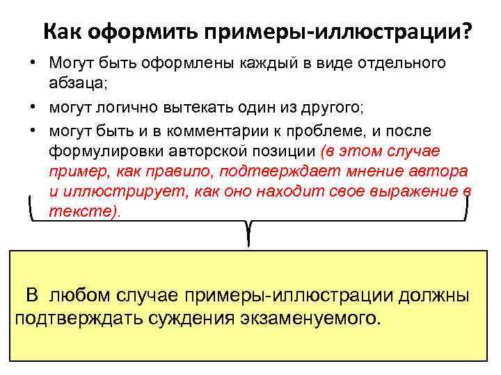 Как оформить примеры-иллюстрации? • Могут быть оформлены каждый в виде отдельного абзаца; • могут