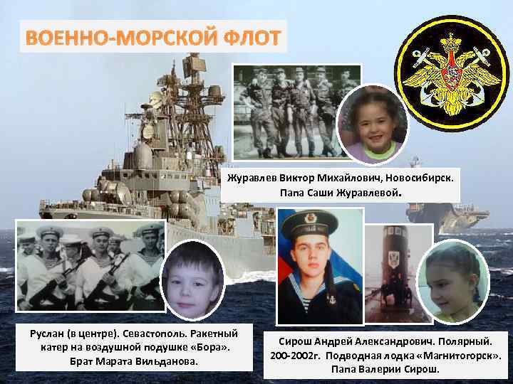 ВОЕННО-МОРСКОЙ ФЛОТ Журавлев Виктор Михайлович, Новосибирск. Папа Саши Журавлевой. Руслан (в центре). Севастополь. Ракетный