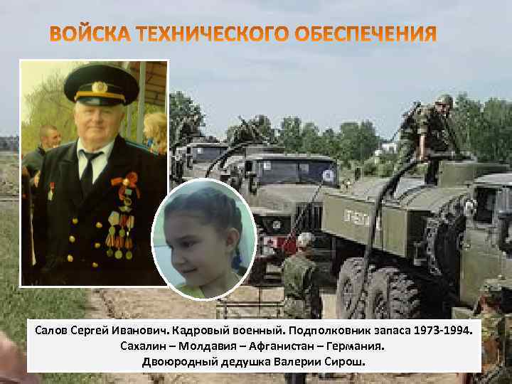 Салов Сергей Иванович. Кадровый военный. Подполковник запаса 1973 -1994. Сахалин – Молдавия – Афганистан