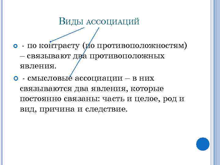 Две противоположные. Виды ассоциаций. Ассоциации виды ассоциаций. Виды ассоциаций в психологии. Типы ассоциаций по сходству.