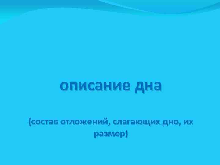 описание дна (состав отложений, слагающих дно, их размер) 