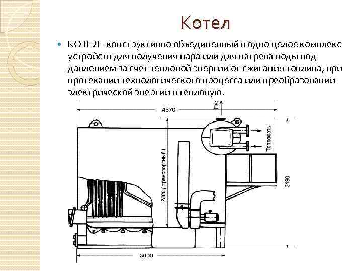 Котел КОТЕЛ конструктивно объединенный в одно целое комплекс устройств для получения пара или для