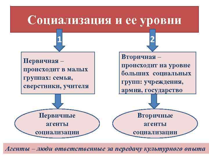 Социализация и ее уровни 1 2 Первичная – происходит в малых группах: семья, сверстники,