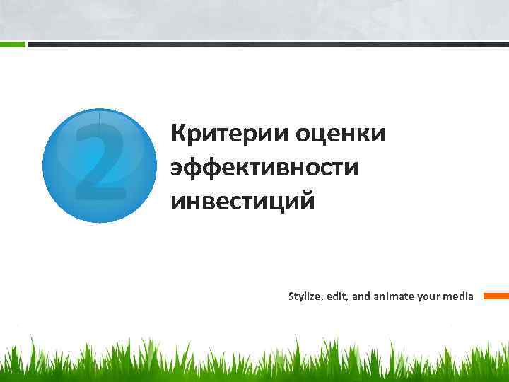 2 Критерии оценки эффективности инвестиций Stylize, edit, and animate your media 