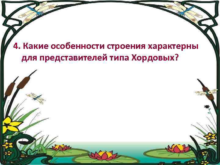 4. Какие особенности строения характерны для представителей типа Хордовых? 