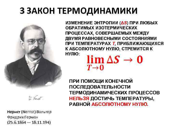 Законы термодинамики энтропия