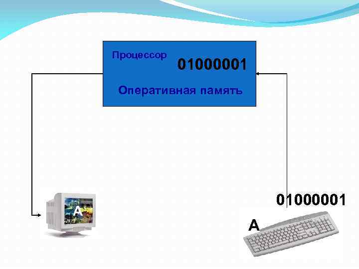 Процессор 01000001 Оперативная память А 01000001 Клавиатура А 