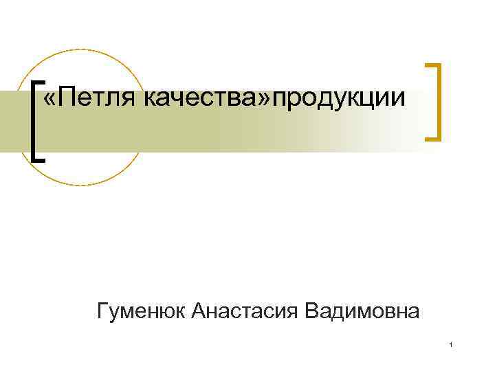  «Петля качества» продукции Гуменюк Анастасия Вадимовна 1 