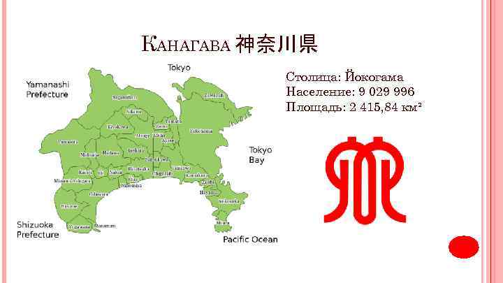 КАНАГАВА 神奈川県 Столица: Йокогама Население: 9 029 996 Площадь: 2 415, 84 км² 