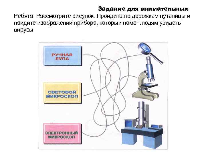 Задание для внимательных Ребята! Рассмотрите рисунок. Пройдите по дорожкам путаницы и найдите изображений прибора,