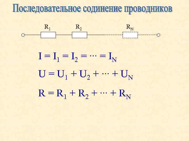 R 1 R 2 RN I = I 1 = I 2 = ∙∙∙