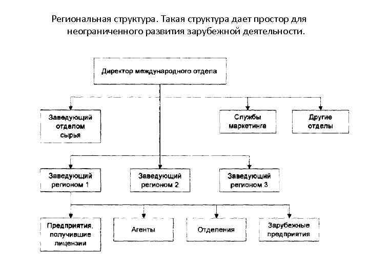 Региональная структура. Такая структура дает простор для неограниченного развития зарубежной деятельности. 