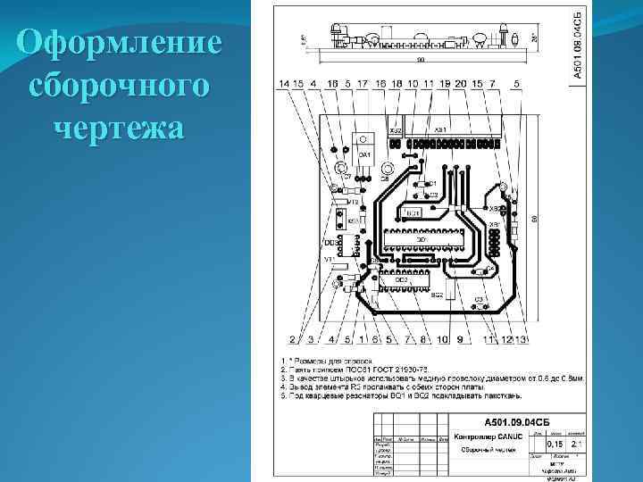 Оформление сборочного чертежа 