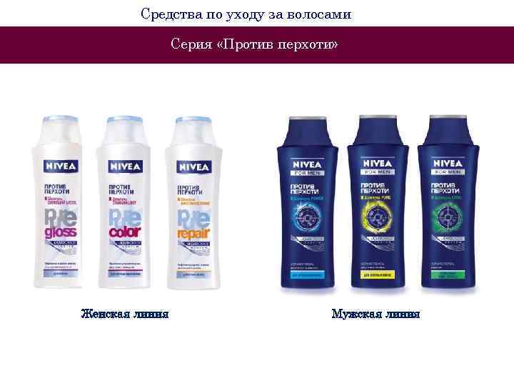 Средства по уходу за волосами Серия «Против перхоти» Женская линия Мужская линия 