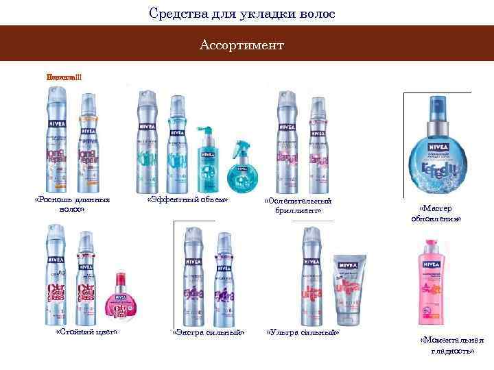 Средства для укладки волос Ассортимент Новинка!!! «Роскошь длинных волос» «Стойкий цвет» «Эффектный объем» «Экстра