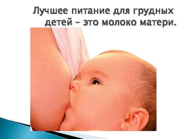 Лучшее питание для грудных детей – это молоко матери. 