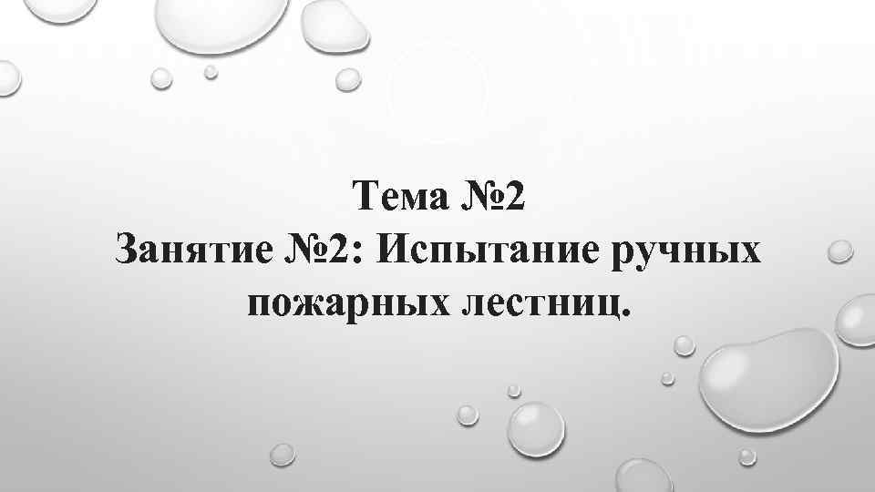 Тема № 2 Занятие № 2: Испытание ручных пожарных лестниц. 