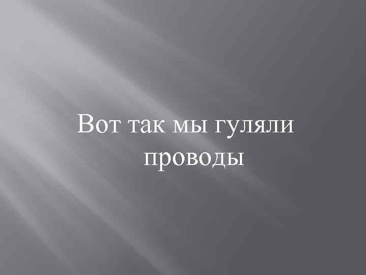 Вот так мы гуляли проводы 