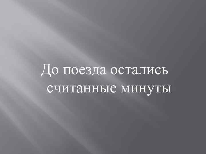До поезда остались считанные минуты 