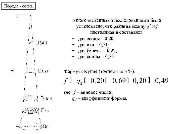 Порода - сосна Многочисленными исследованиями было установлено, что разница между q 2 и f